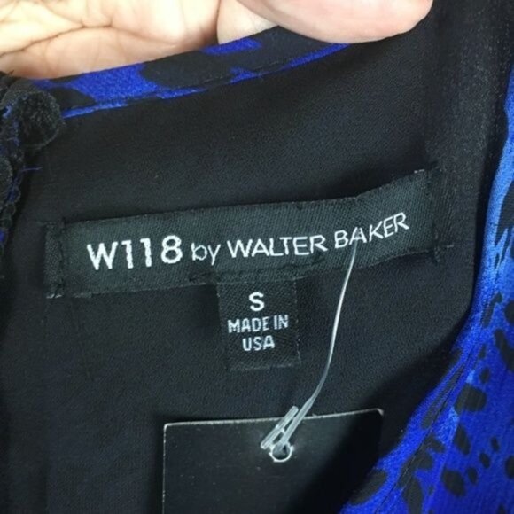 W118 by Walter Baker Blue Leopard Print Sleeveless Dress With Back Zipper & Poly - Picture 4 of 9
